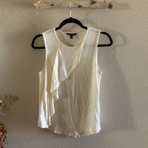 Banana Republic White Sleeveless Blouse W/ Ruffles